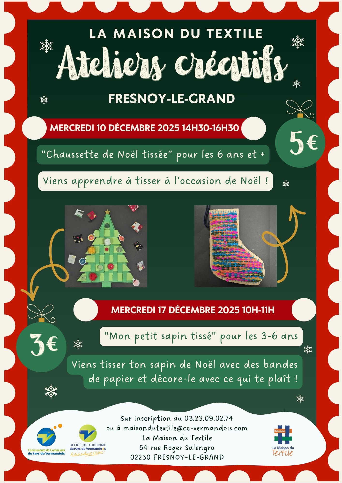 Atelier créatif : Chaussette de Noël et Sapin Tissé