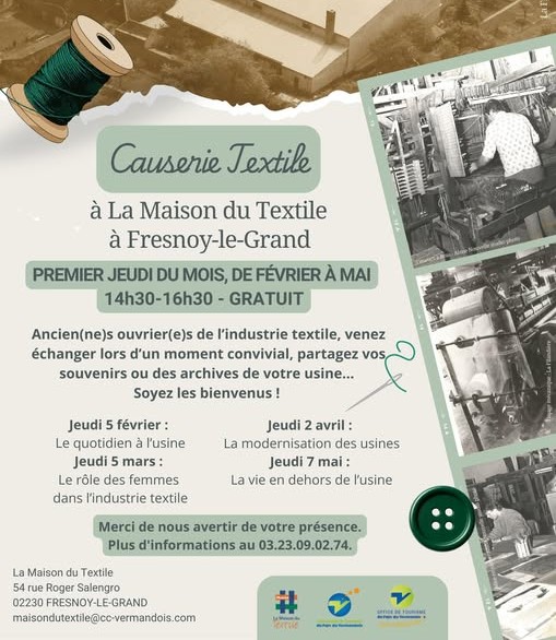 Causerie Textile à la Maison du textile à fresnoy-le-Grand