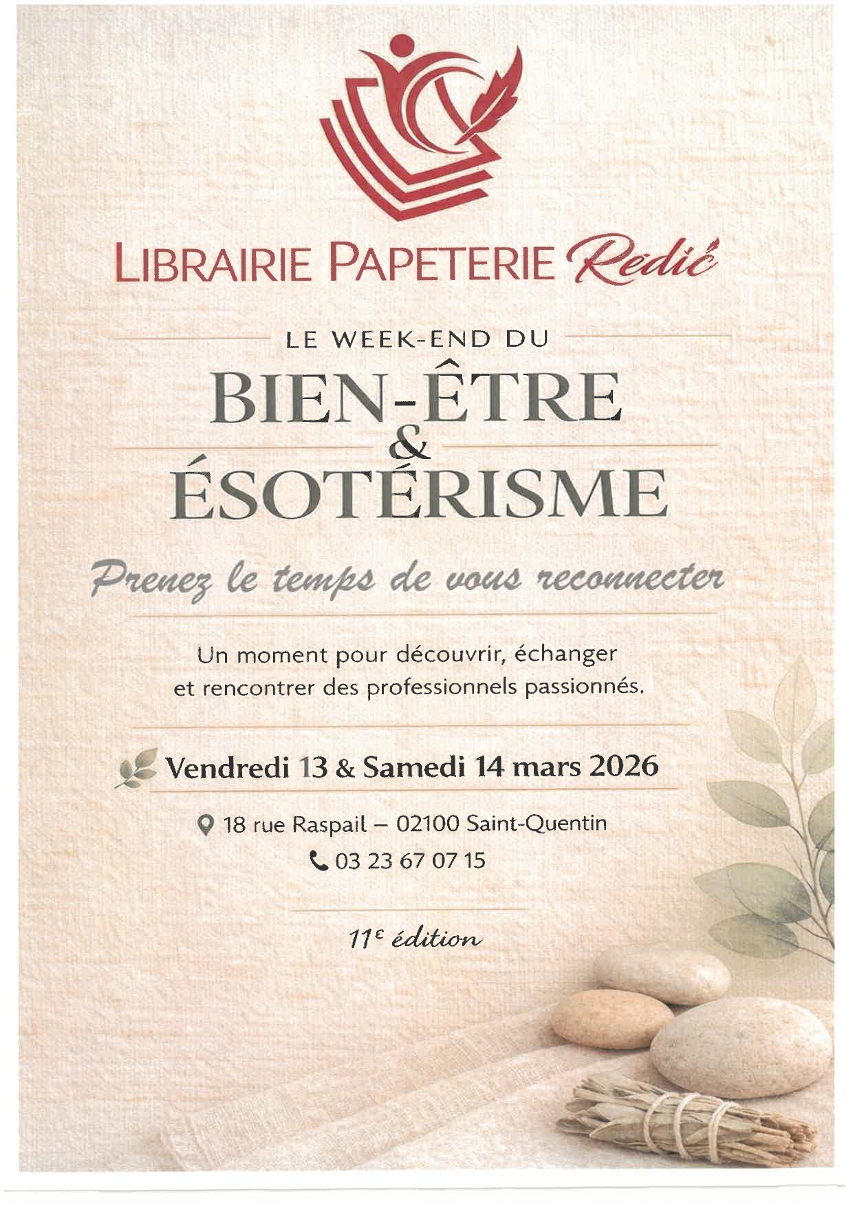 11ème édition du week-end du bien-être et de l&rsquo;ésotérisme à la librairie Rédic à Saint-Quentin