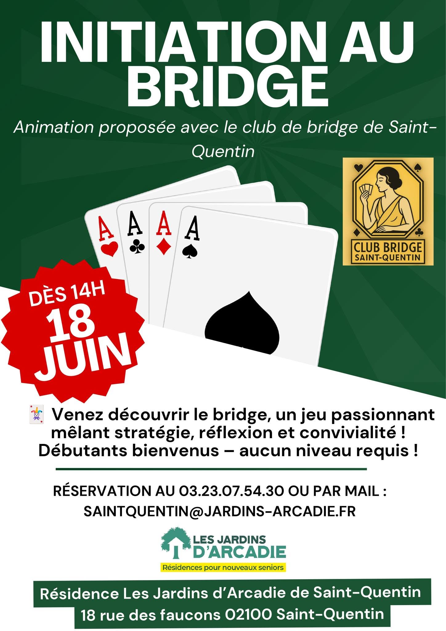 Initiation au bridge la résidence Les jardins d&rsquo;Arcadie à Saint-Quentin