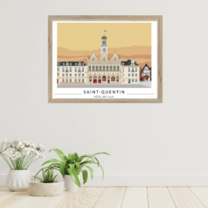 Affiche Hôtel de Ville ciel orangé