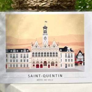 Affichette - Hôtel de ville ciel orangé